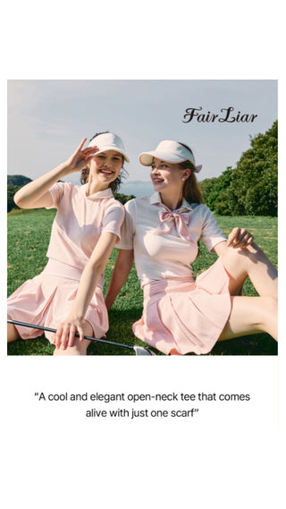 Scarf Set Open-neck T-Shirt (White)