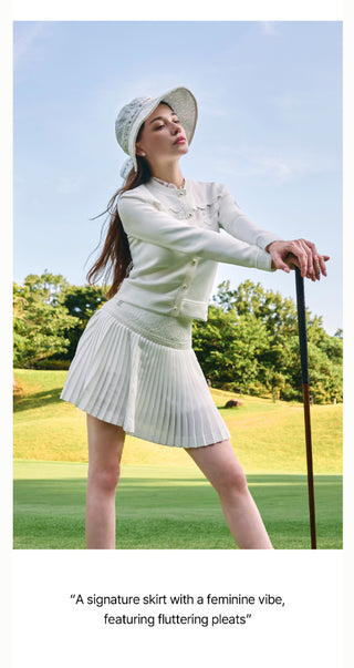 Lace Flare Pleated Skirt (Black)