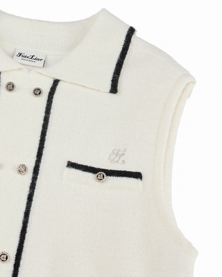 Double Button Windproof Knit Vest (Ivory)