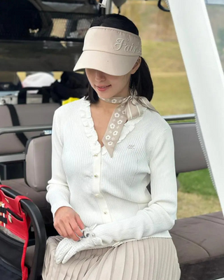 Fair Liar Rib Frill Cardigan (White)