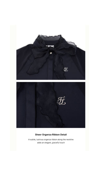 Organza Ribbon Long Sleeve Cooling T Shirt (Black)