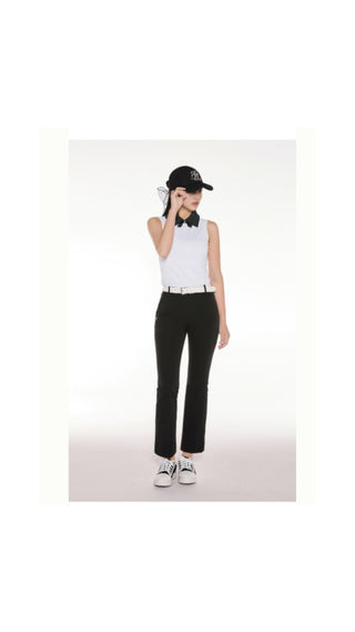 Big Collar Ribbon Sleeveless T Shirt (White)