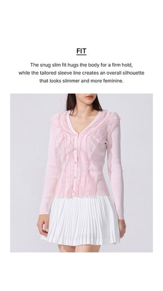 Organza V-neck cardigan (White)