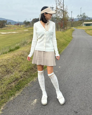 Fair Liar Rib Frill Cardigan (White)