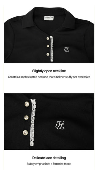 Scarf Set Open-neck T-Shirt (Black)