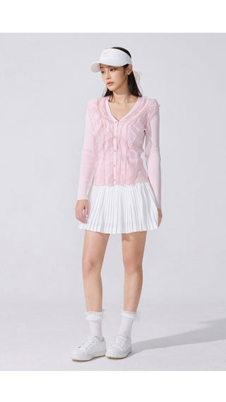 Organza V-neck cardigan (White)