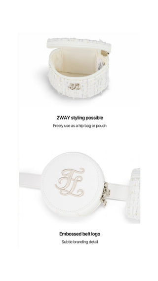 Tweed Twin Hip Bag (White)