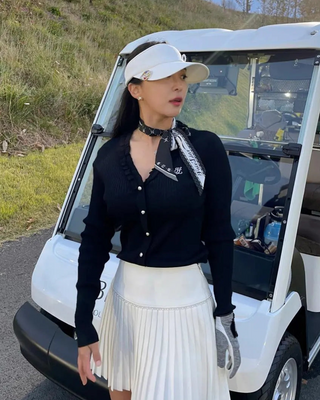 Fair Liar Rib Frill Cardigan (Black)