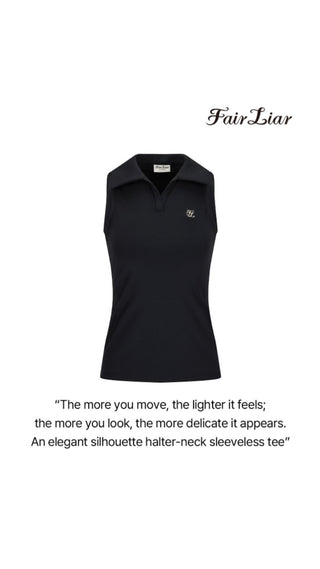 Lucé Halter Sleeveless T-Shirt (Black)