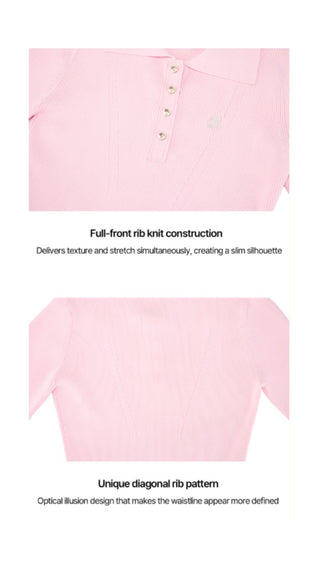 Ribbed Quarter Sleeve Knit (Coral)