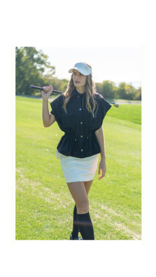 High Waist Ball Pocket Hline Skirt (Black)