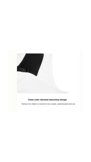 Big Collar Ribbon Sleeveless T Shirt (White)