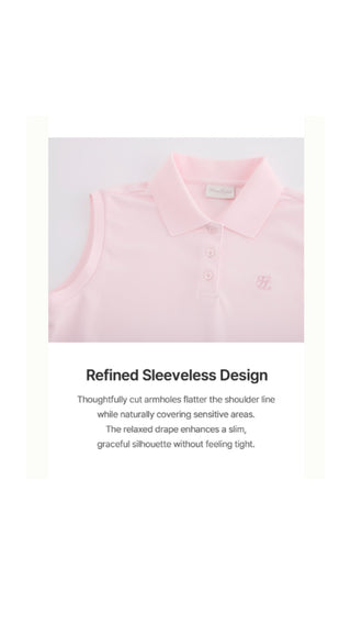 Fair Liar Loose Fit Polo Sleeveless T Shirt (Pink)