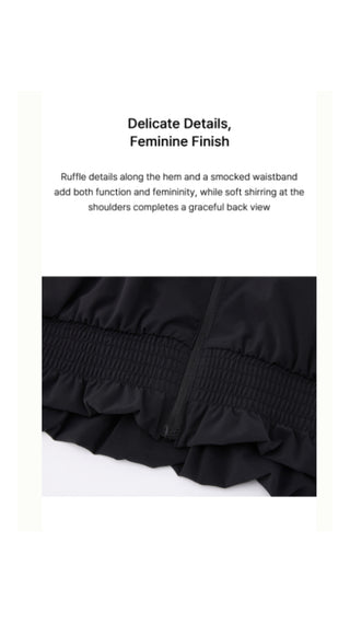 Ruffle Hem ZipUp Jumper (Black)