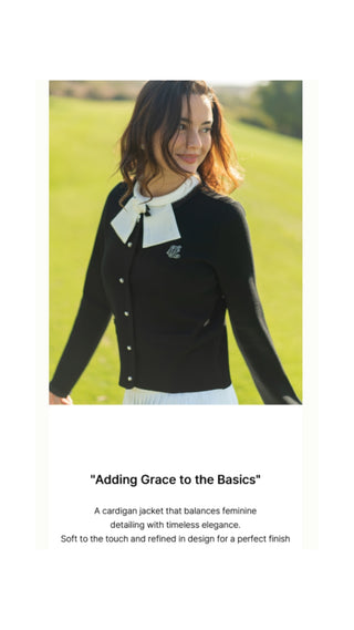 Pearl Ribbon Jacket Cardigan (Black)
