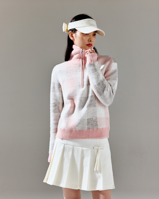 Ribbon pleated culotte pants (White)