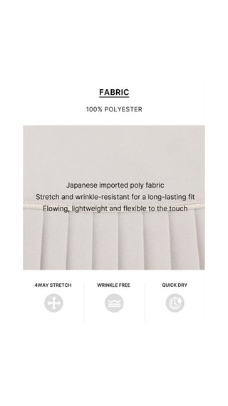 Pearl Logo Flared Pleats Skirt (Beige)