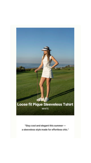 Fair Liar Loose Fit Polo Sleeveless T Shirt (White)