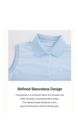 Fair Liar Loose Fit Polo Sleeveless T Shirt (Blue)