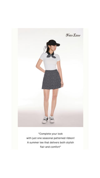 Patterned Ribbon Detachable T Shirt (White)