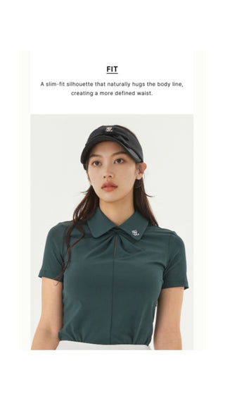 Front shirring short sleeve T Shirt (Green)