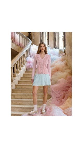 Crochet Flare Pleated Skirt (Mint)