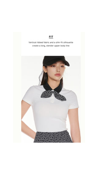 Patterned Ribbon Detachable T Shirt (White)