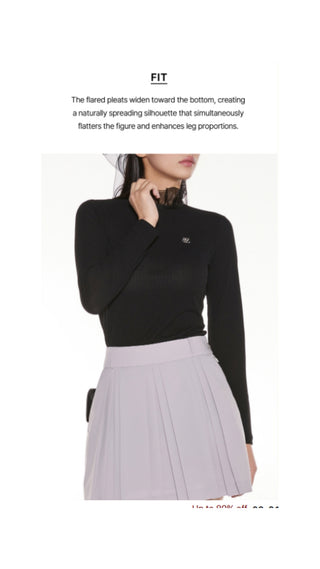 Logo Embellished Pleated Skirt (Grey)