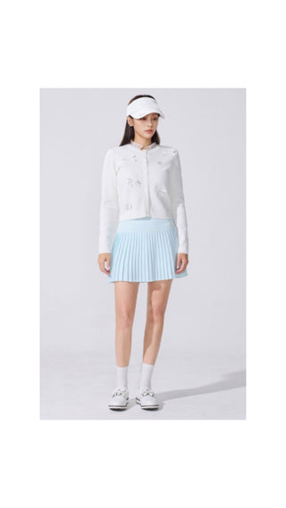 Crochet Flare Pleated Skirt (Mint)