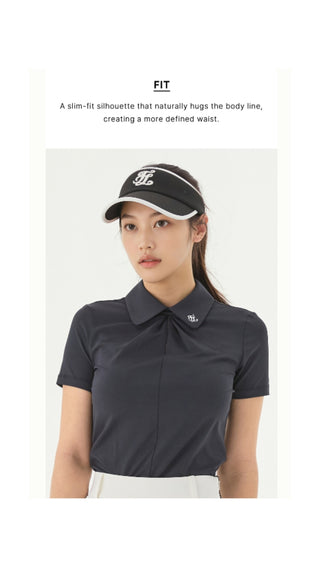 Front shirring short sleeve T Shirt (Black)