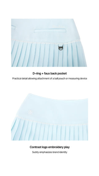 Crochet Flare Pleated Skirt (Mint)