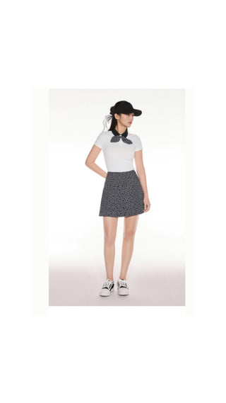 Patterned Ribbon Detachable T Shirt (White)