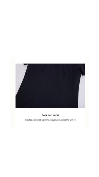 Front shirring short sleeve T Shirt (Black)