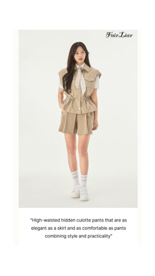 Hidden Culottes Short Pants (Beige)