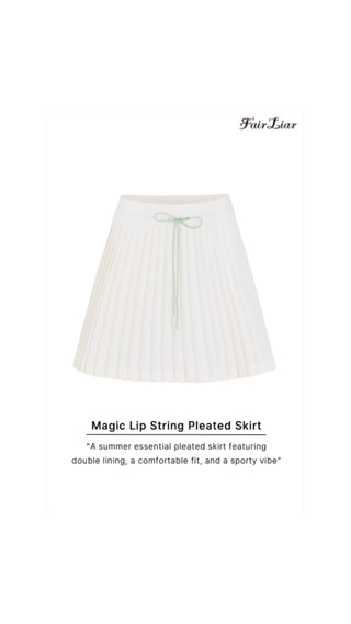 Magic Rib String Pleated Skirt (Ivory)