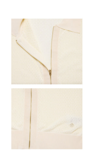 Scassi Collar ZipUp Cardigan (Ivory)