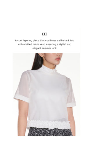 Mesh Crop Short Sleeve and Sleeveless Set (Black)
