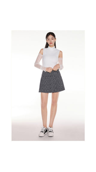 Mesh Crop Short Sleeve and Sleeveless Set (Black)