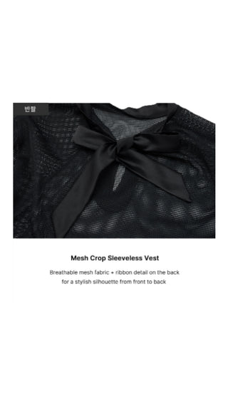 Mesh Crop Short Sleeve and Sleeveless Set (Black)