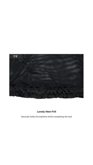 Mesh Crop Short Sleeve and Sleeveless Set (Black)