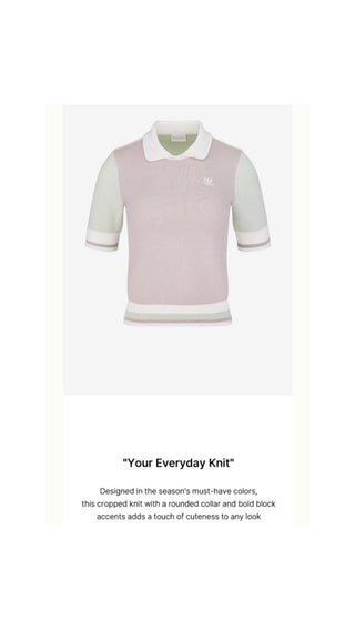 Color Combination Crop Knit (Green)