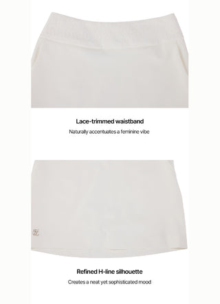 Lace H-line skirt (White)