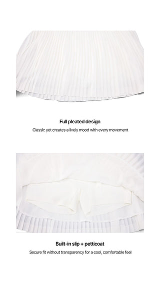 Lace Flare Pleated Skirt (White)