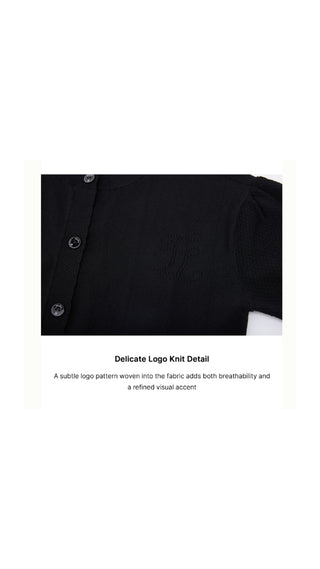 Logo Jacquard Short Sleeve Cardigan (Black)