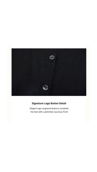 Logo Jacquard Short Sleeve Cardigan (Black)