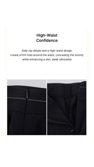High Waist Stretch Bootcut Pants (Black)
