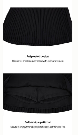 Lace Flare Pleated Skirt (Black)