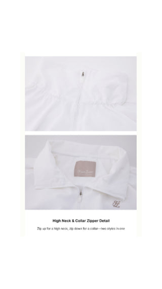 Ruffle Hem ZipUp Jumper (White)