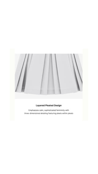 Logo Embellished Pleated Skirt (Grey)