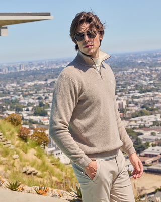 Men's Open Collar Cashmere Knit (Beige)